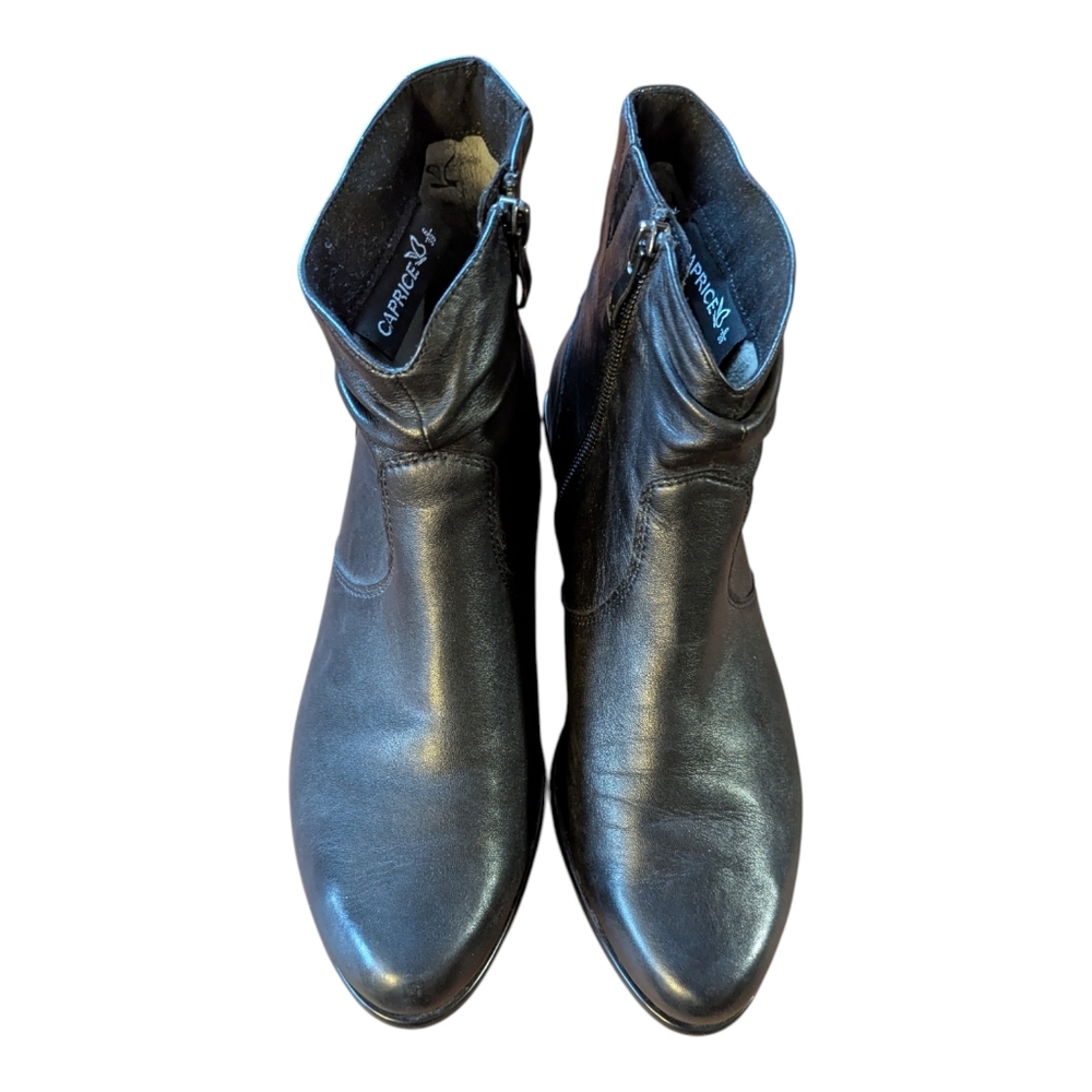 Caprice Black Leather Ankle Boot 9